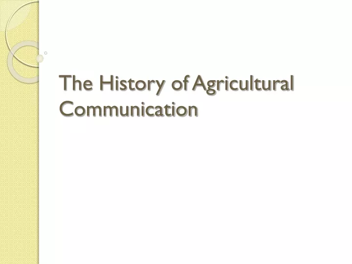 the history of agricultural communication