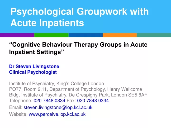 psychological groupwork with acute inpatients
