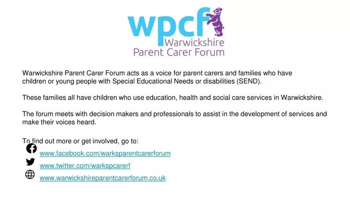 warwickshire parent carer forum acts as a voice