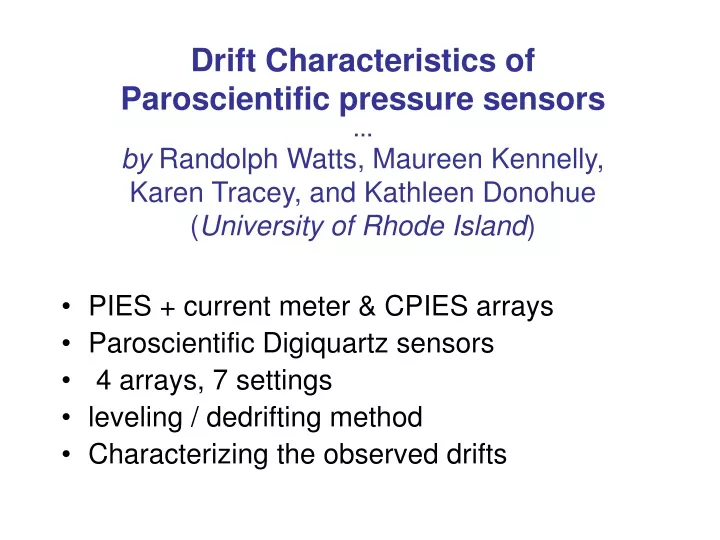 drift characteristics of paroscientific pressure