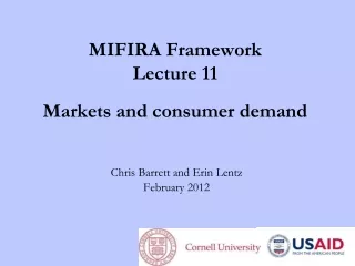 MIFIRA Framework Lecture 11 Markets and consumer demand