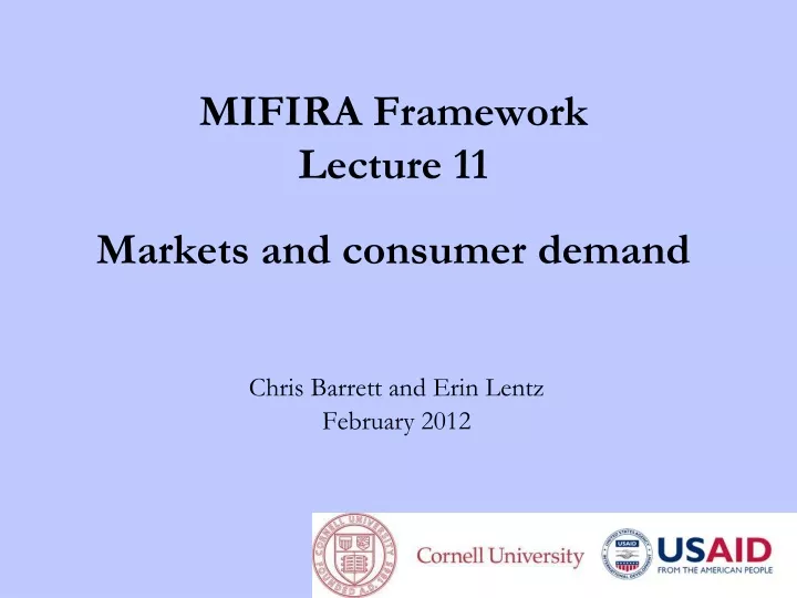 mifira framework lecture 11 markets and consumer demand