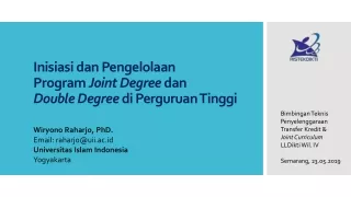 Inisiasi  dan  Pengelolaan Program  Joint Degree  dan Double Degree  di  Perguruan  Tinggi