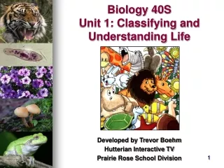 Biology 40S Unit 1: Classifying and Understanding Life