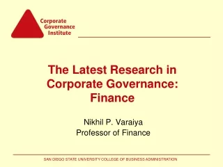 The Latest Research in Corporate Governance: Finance