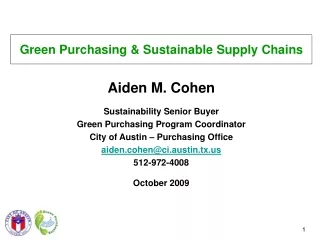 Green Purchasing &amp; Sustainable Supply Chains