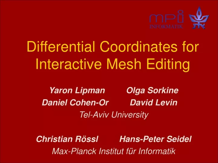 differential coordinates for interactive mesh editing