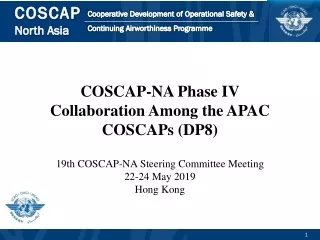 COSCAP-NA Phase IV Collaboration Among the APAC COSCAPs (DP8)