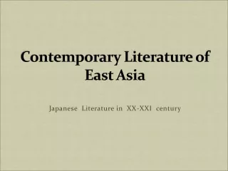 Contemporary Literature of East Asia