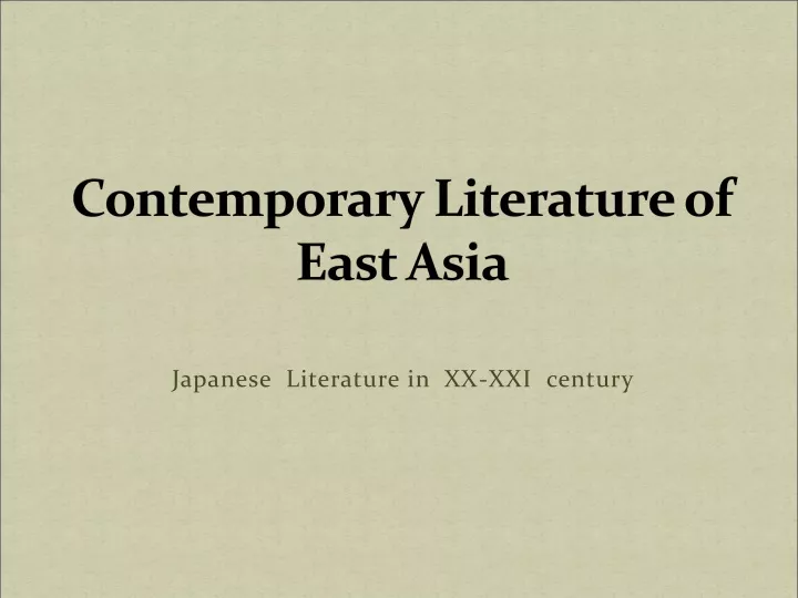 contemporary literature of east asia