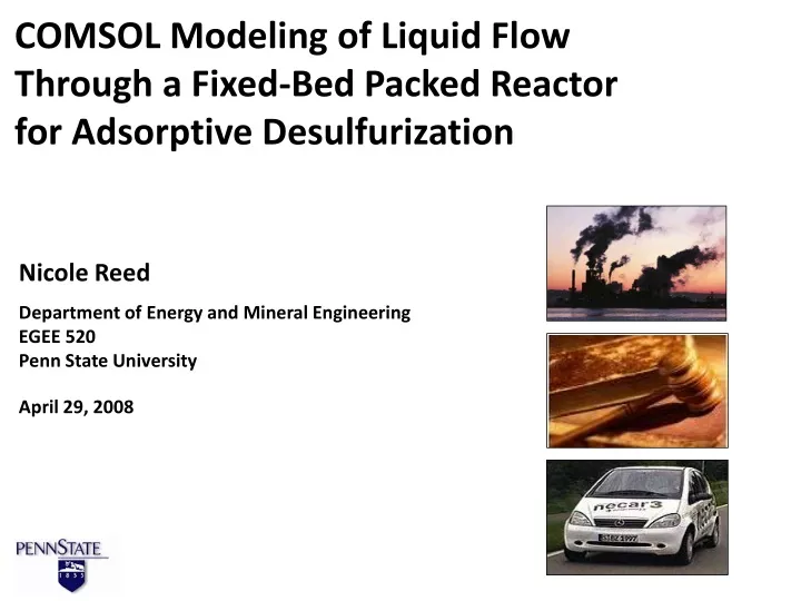 comsol modeling of liquid flow through a fixed