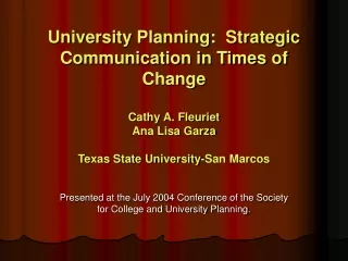 Presented at the July 2004 Conference of the Society for College and University Planning.