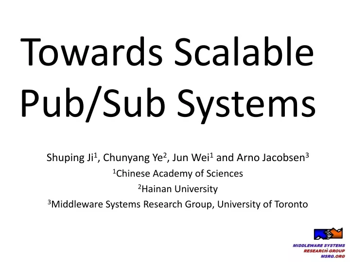 towards scalable pub sub systems