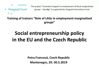 Social entrepreneurship policy in  the  EU and  the  Czech Republic