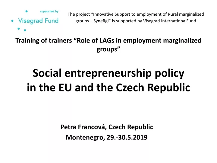 social entrepreneurship policy in the eu and the czech republic