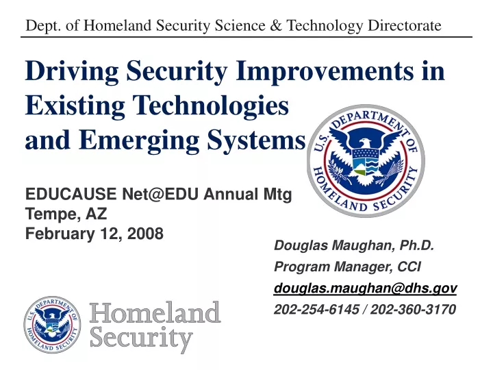 dept of homeland security science technology