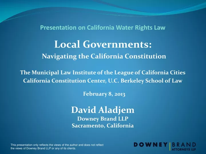 presentation on california water rights law local