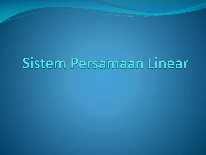 sistem persamaan linear