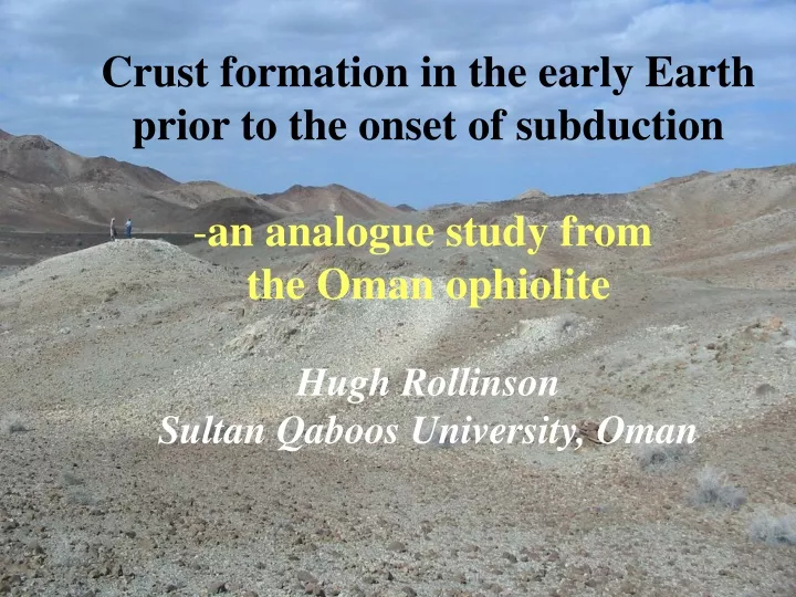 crust formation in the early earth prior