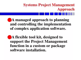 Systems Project Management Approach