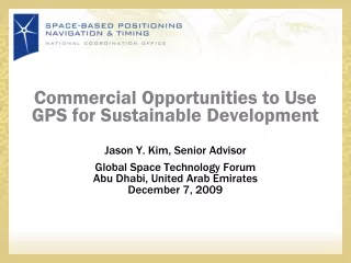 Commercial Opportunities to Use GPS for Sustainable Development