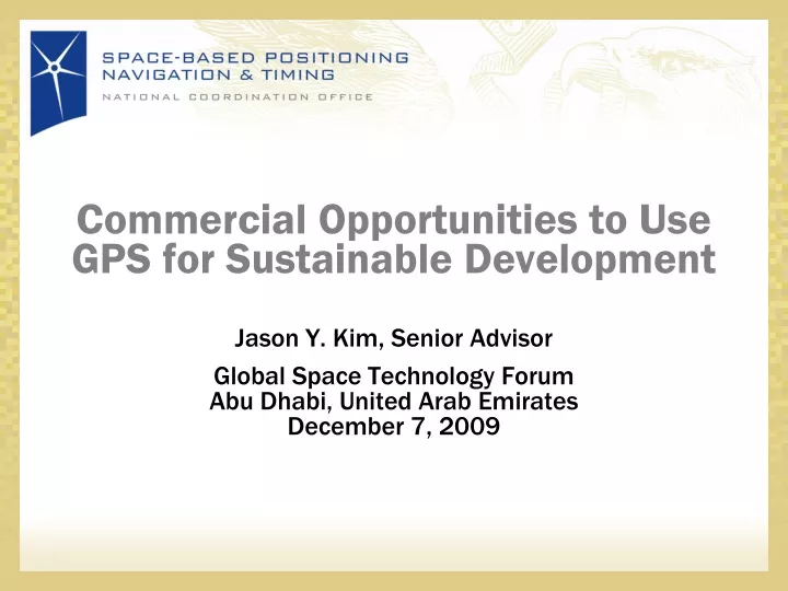 commercial opportunities to use gps for sustainable development