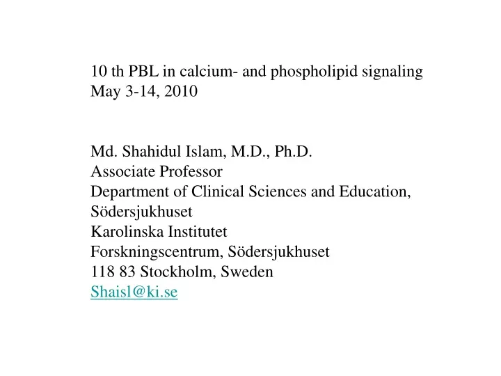 10 th pbl in calcium and phospholipid signaling