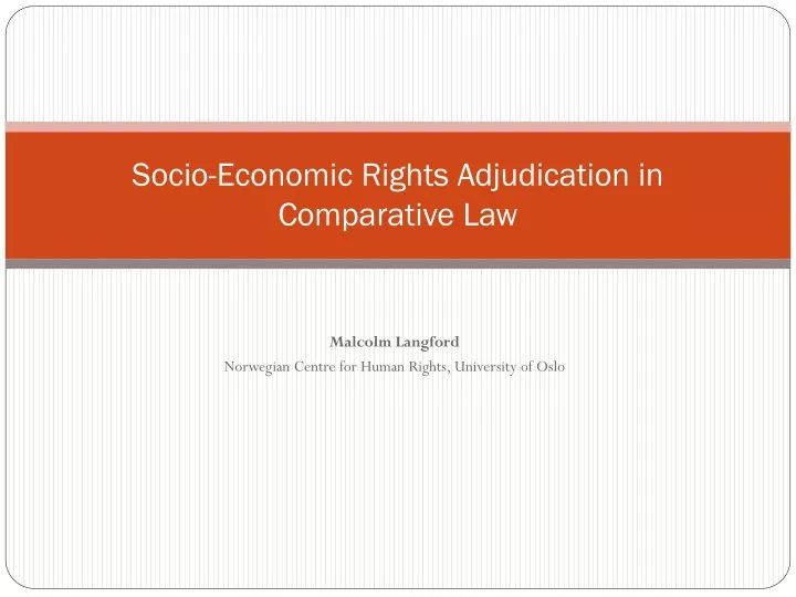 socio economic rights adjudication in comparative law