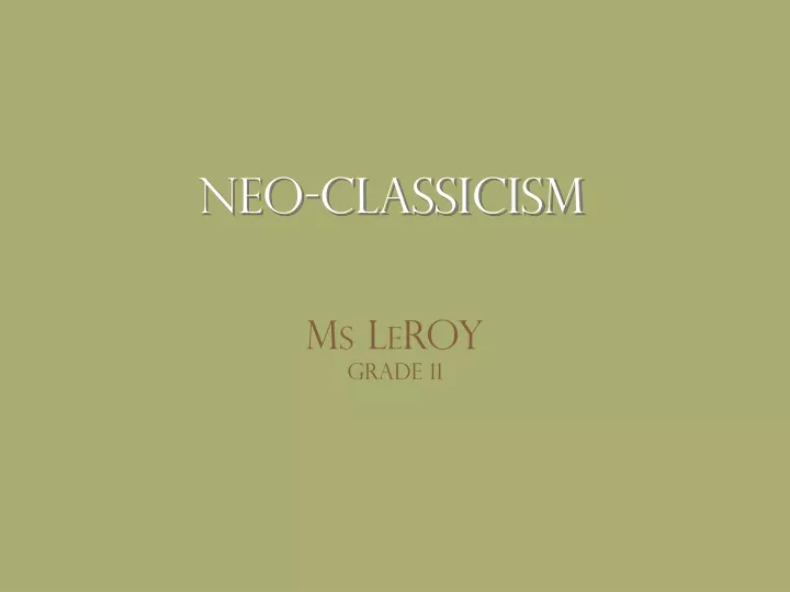 neo classicism