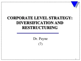 CORPORATE LEVEL STRATEGY: DIVERSIFICATION AND RESTRUCTURING