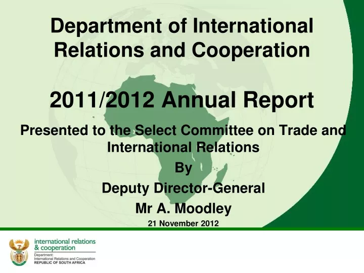 department of international relations and cooperation 2011 2012 annual report