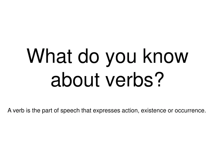 what do you know about verbs