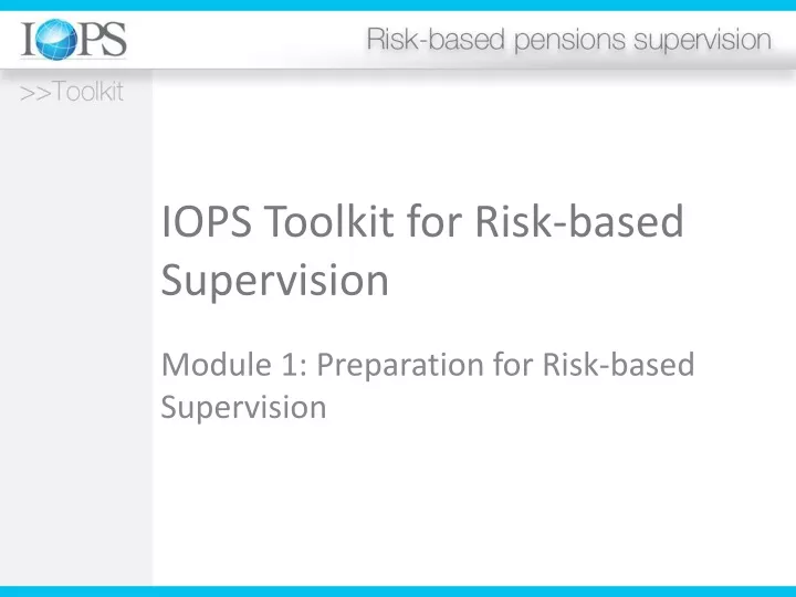 iops toolkit for risk based supervision
