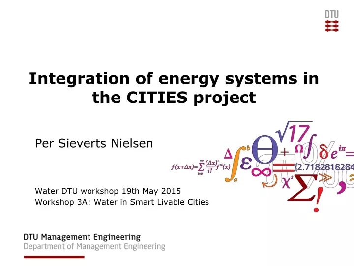integration of energy systems in the cities project