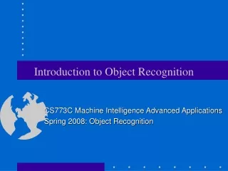 Introduction to Object Recognition