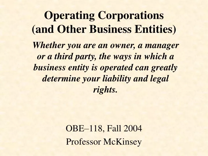 operating corporations and other business entities