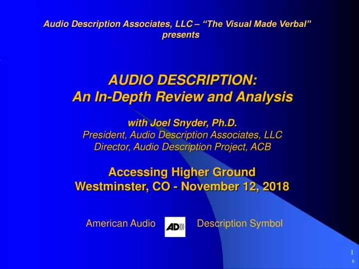 audio description associates llc the visual made