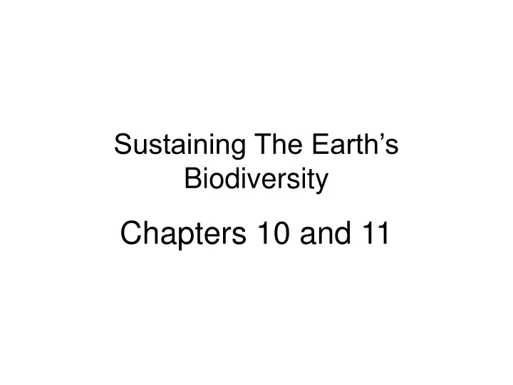 sustaining the earth s biodiversity