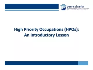 High Priority Occupations (HPOs): An Introductory Lesson
