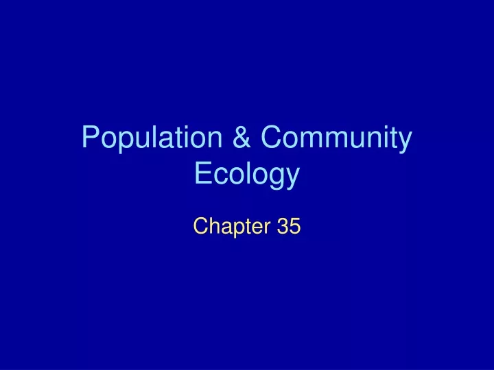 population community ecology