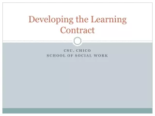 Developing the Learning Contract