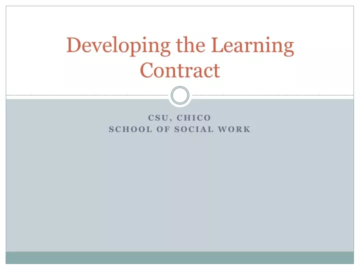 developing the learning contract