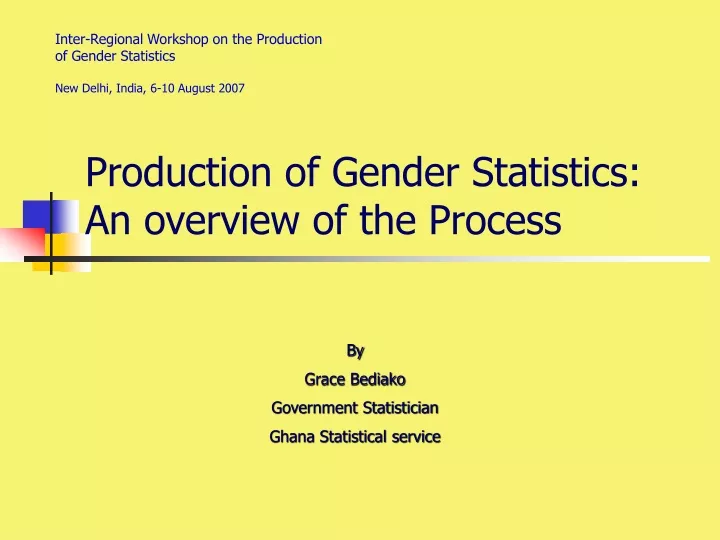 production of gender statistics an overview of the process