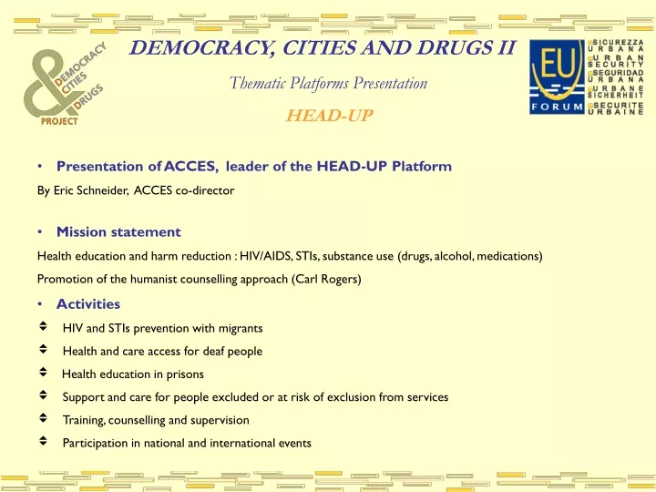 democracy cities and drugs ii thematic platforms