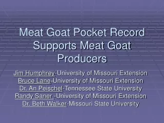 Meat Goat Pocket Record Supports Meat Goat Producers