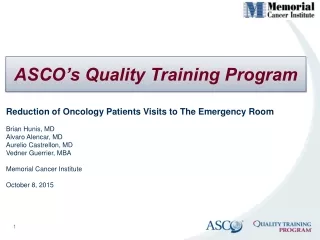 ASCO’s Quality Training Program
