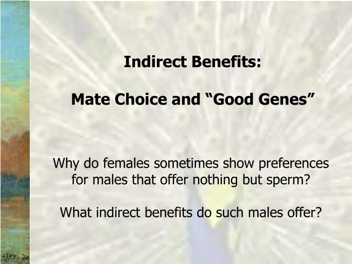 indirect benefits mate choice and good genes
