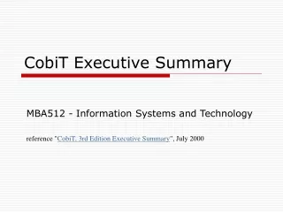 CobiT Executive Summary