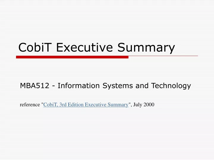 cobit executive summary