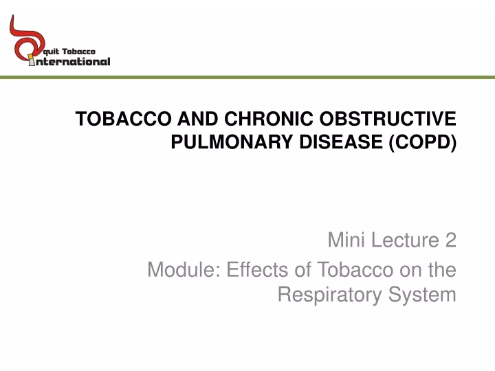 tobacco and chronic obstructive pulmonary disease copd